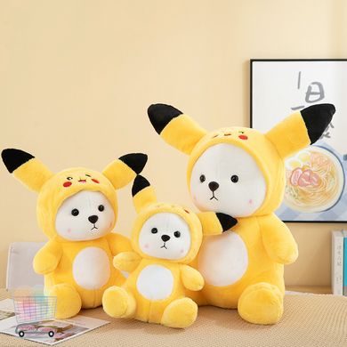 Плюшевый Мишка Пикачу в костюмчике с ушками и капюшоном · Детская мягкая игрушка Медвежонок Pikachu, 60 см