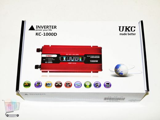 Преобразователь 12V-220V 1000W Инвертор напряжения с LCD дисплеем