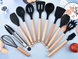 Набор кухонных ножей и лопаток Kitchenware Set в подставке ∙ Силиконовые аксессуары для кухни, 20 предметов