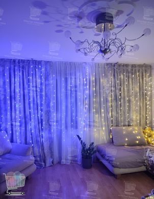 Комплект гирлянд "Украина" 2 в 1 Гирлянда штора на окно 212 LED 3х2м Синий + желтый цвет, 2 шт в наборе