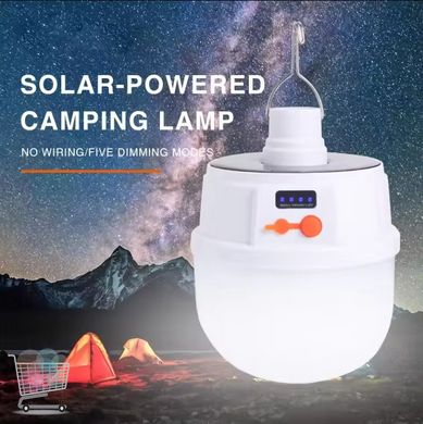 Акумуляторна аварійна лампа Solar Emergency Charging Lamp 2022 із сонячною батареєю · Кемпінговий USB світильник з гачком та вологозахистом IP65