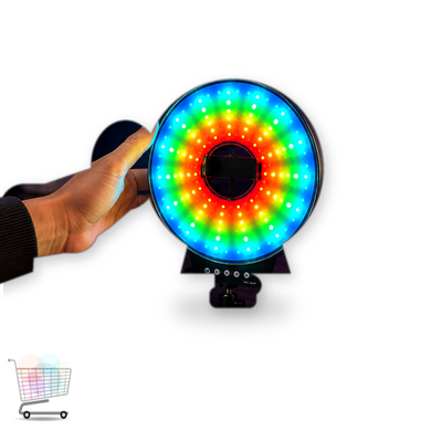 Кільцева RGB LED лампа MJ-451 45 см зі , пультом і 3 тримачами для телефона &bull; Світлодіодна лампа MJ-451 для блогера, TikTok, Reels, макіяжу та відеозйомки