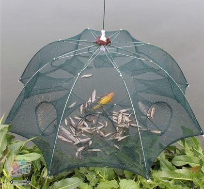 Автоматична рибальська сітка – пастка на 6 отворів для лову риби, раків, креветок ∙ Складана рибальська верша “павук”