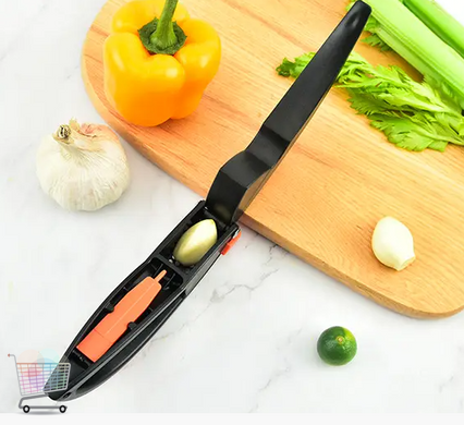 Прес для часнику Multifunctional Garlic Presser 3 в 1 Часниковниця, ніж для чищення шкірки, прес для м'яса