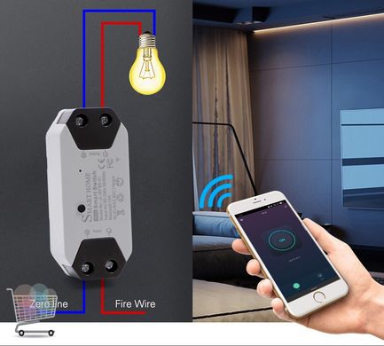 Wi-Fi реле для розумного будинку Smart Home 10А ∙ Розумний вай фай смарт вимикач з керуванням через додаток iOS / Android