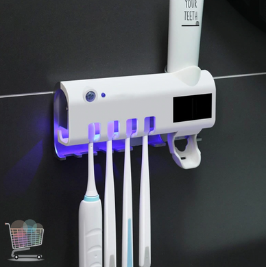 Автоматичний дозатор - диспенсер зубної пасти Toothbrush sterilizer / УФ-стерилізатор / Тримач зубних щіток / Органайзер для ванної W-020