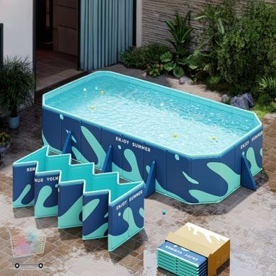Портативный складной бассейн Pool 318&times;183&times;50 см KAR107 &bull; Просторный летний бассейн для детей и взрослых с лёгкой установкой