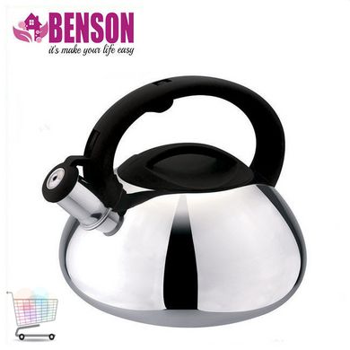 Чайник со свистком из нержавеющей стали Benson BN-701 3 л | Нейлоновая ручка | Индукция PR4