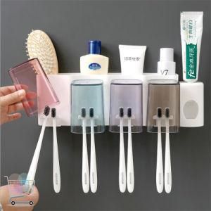 Настенный органайзер в ванную комнату - держатель зубных щеток и с отверстиями для хранения принадлежностей для ванной комнаты + Автоматический диспенсер зубной пасты