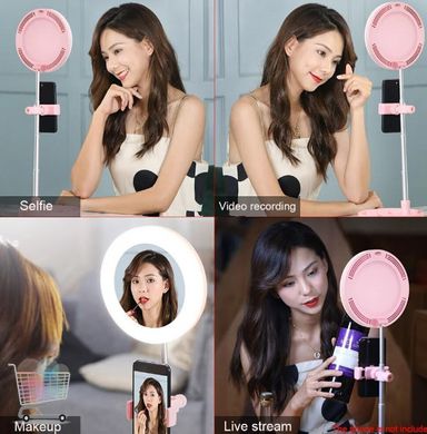 Складное зеркало косметическое со светодиодной подсветкой для макияжа 3 в 1 Держатель телефона + органайзер для косметики