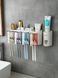 Настінний органайзер - тримач зубних щіток з отворами для зберігання приладдя для ванної кімнати + Автоматичний диспенсер зубної пасти