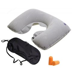 Дорожный набор Travel Selection 3 в 1 Надувная подушка – воротник на шею / Маска на глаза / Беруши для ушей