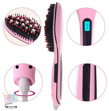 Електрична щітка-випрямляч Fast Hair Straightener HQT-906 Фен-щітка для випрямлення та укладки волосся з LED дисплеєм та регулюванням температури