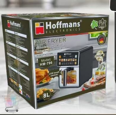 Мультипечь Hoffmans HM-796 8 л &bull; Электрический аэрогриль-аэрофритюрница 2200 Вт с LCD-управлением и 12 автопрограммами