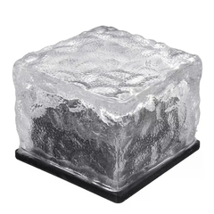 Декоративный садовый светильник Ice Cube теплый белый прозрачный 10&times;6&times;10 см &bull; Уличный LED-куб на солнечной батарее для двора, сада и дорожек