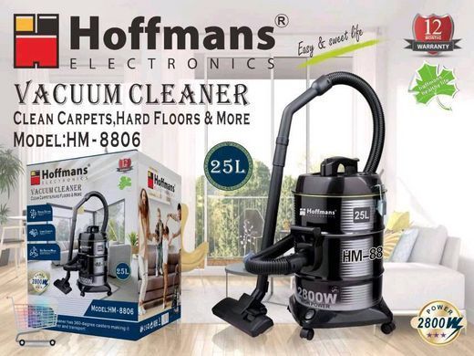 Хозяйственный пылесос Hoffmans HM-8806 &bull; Мощный контейнерный пылесос 2800 Вт с баком 25 л, HEPA 10 и выдувом