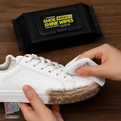 Швидке очищення та блиск для взуття &bull; Серветки Shoe Shine Wipes 80 шт &bull; Догляд та чистка взуття за допомогою вологих серветок