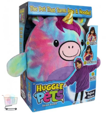 Плед с рукавами - детская толстовка Huggle Pets Hoodie для детей 3 в 1 · Подушка + Игрушка + Худи · Универсальный размер до 150 см