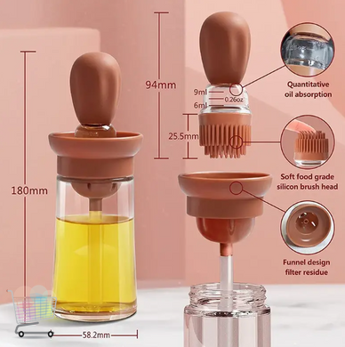 Стеклянная бутылка – дозатор масла с кисточкой · Кухонный диспенсер для масла, уксуса, соуса, 180 мл