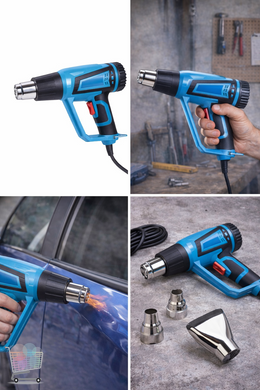 Будівельний фен Hot Air Gun X512 1600W &bull; Промисловий термофен з 4 насадками для паяння, зняття фарби і термоусадки