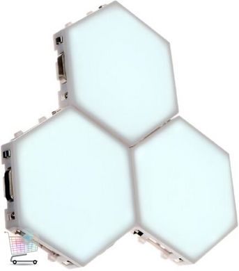 Настенный LED светильник разноцветный сенсорный Соты Набор 3 шт · Модульная светодиодная лампа с пультом цветная