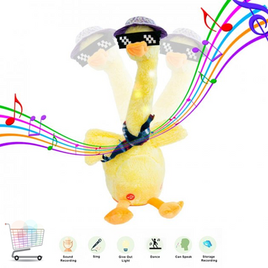 Інтерактивна дитяча розмовляюча іграшка – повторюшка Гусак Dansing Duck ∙ Музична танцююча качка повторюха з LED підсвіткою