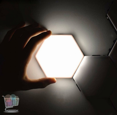 Настінний LED світильник різнокольоровий сенсорний Соти Набір 3 шт · Модульна світлодіодна лампа з пультом кольорова