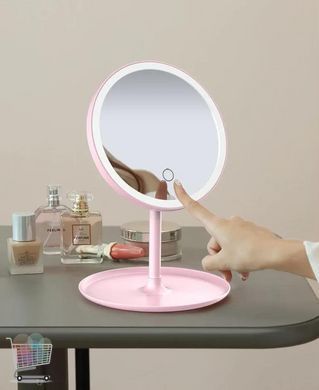 Косметичне настільне кругле дзеркало для макіяжу з LED підсвіткою