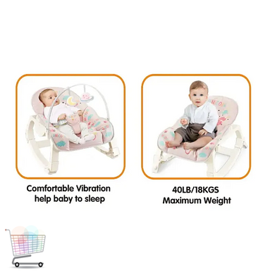 Шезлонг для новонароджених Happy Baby YK7007A різнокольоровий X-640 &bull; Дитяче крісло-гойдалка з вібрацією, дугою з іграшками, регульованим нахилом спинки та ременями безпеки
