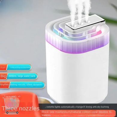 Увлажнитель воздуха Humidifier 3 л с тремя соплами и RGB-подсветкой &bull; Домашний увлажнитель воздуха большой ёмкости с тремя изливами 3 л