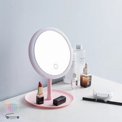 Косметичне настільне кругле дзеркало для макіяжу з LED підсвіткою