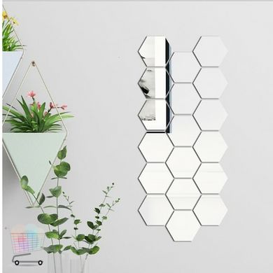 Зеркальный декор Соты 4,6 см · Набор наклеек 10 шт. настенные акриловые элементы для декора интерьера