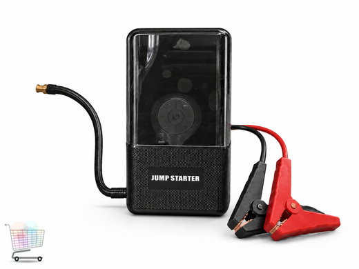 Автомобильный бустер 965A с компрессором &bull; Пускозарядное устройство 12V Jump Starter с насосом 150 PSI, Power Bank 5V/2A и LED-фонарем