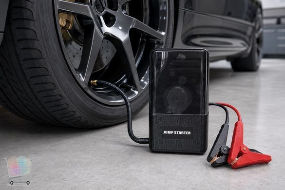 Автомобильный бустер 965A с компрессором &bull; Пускозарядное устройство 12V Jump Starter с насосом 150 PSI, Power Bank 5V/2A и LED-фонарем