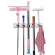 Универсальный Фиксатор для швабр Magic Broom Holder настенный подвесной | Держатель-органайзер швабры, метлы и щеток на 5 ячеек и 6 крючков