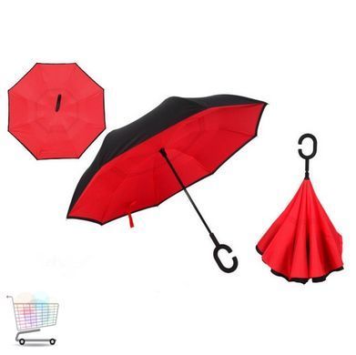 Зонт наоборот Up Brella однотонный Красный PR2