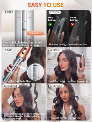Автоматичний стайлер Hair Curler-Bella для завивки волосся та створення локонів &bull; Плойка для волосся Hair Curler Bella з 3 режимами температури 170&ndash;210&deg;C для домашньої укладки