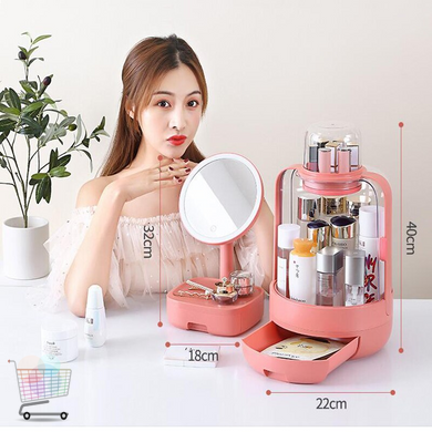 Набор для макияжа 2в1 LED зеркало и Органайзер для косметики · Косметический бокс с зеркалом с подсветкой