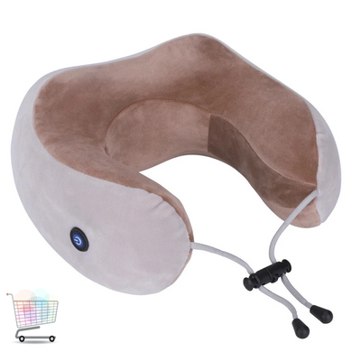 Массажная подушка для шеи с памятью U-Shaped Upgrade Vibration Pillow от батареек