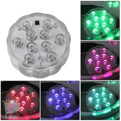 Водонепроницаемая Светодиодная декоративная LED лампа для бассейна · Подводный линзовый прожектор · RGB подсветка с пультом 12 цветов