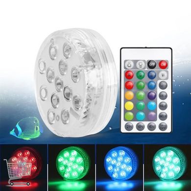 Водонепроникна Світлодіодна декоративна LED лампа для басейну · Підводний лінзовий прожектор · RGB підсвічування з пультом 12 кольорів