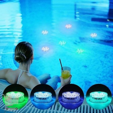 Водонепроницаемая Светодиодная декоративная LED лампа для бассейна · Подводный линзовый прожектор · RGB подсветка с пультом 12 цветов