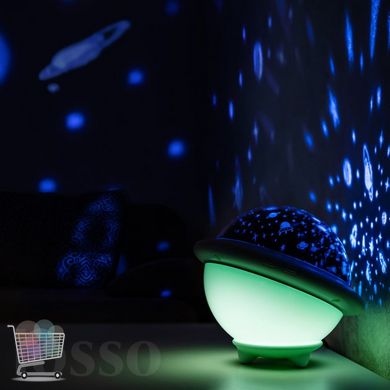 Детский ночник - проектор Светильник ‘Летающая тарелка’ НЛО с проекцией космоса, звездного неба Losso UFO