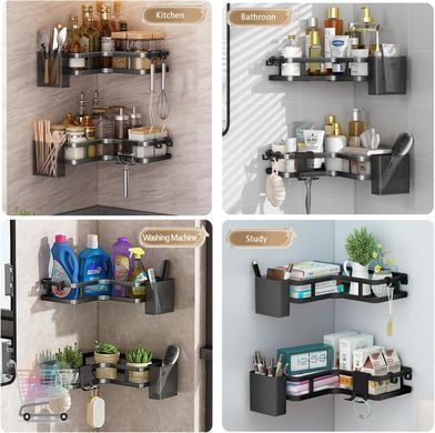 Кутові полиці для ванної Corner Shower Caddy ∙ Економія місця та захист від вологи ∙ Прочні алюмінієві полиці Corner Shower Caddy з дренажем