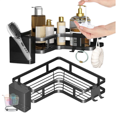 Кутові полиці для ванної Corner Shower Caddy ∙ Економія місця та захист від вологи ∙ Прочні алюмінієві полиці Corner Shower Caddy з дренажем