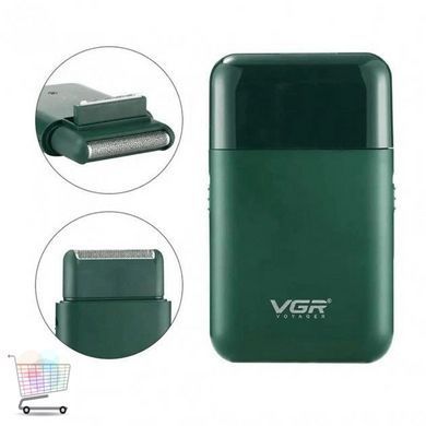 Электробритва VGR V‑390 Green для мужчин &bull; Компактный аккумуляторный шейвер с триммером