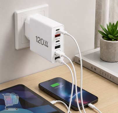 Блок питания 26X186 120 Вт на 6 портов белый &bull; Сетевой адаптер 26X186 Fast Charge для быстрой зарядки смартфонов, планшетов и мобильных гаджетов