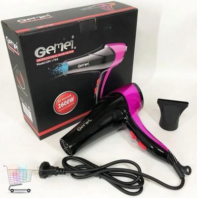 Фен для волос GEMEI GM-1766 4000W с ионизацией и функцией холодного обдува для профессиональной быстрой сушки &bull; Профессиональный фен GEMEI для укладки и сушки волос