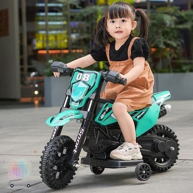 Дитячий електричний мотоцикл Cool Mountain 26X-130 зелений з батьківським пультом &bull; Акумуляторний електромотоцикл для дітей 2&ndash;5 років Cool Mountain 26X-130 з LED, музикою та USB зелений