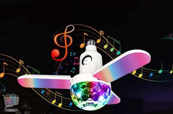Музыкальная LED лампа с вращением ∙ Дисколампа музыкальная светодиодная в патрон ∙ Bluetooth подключение